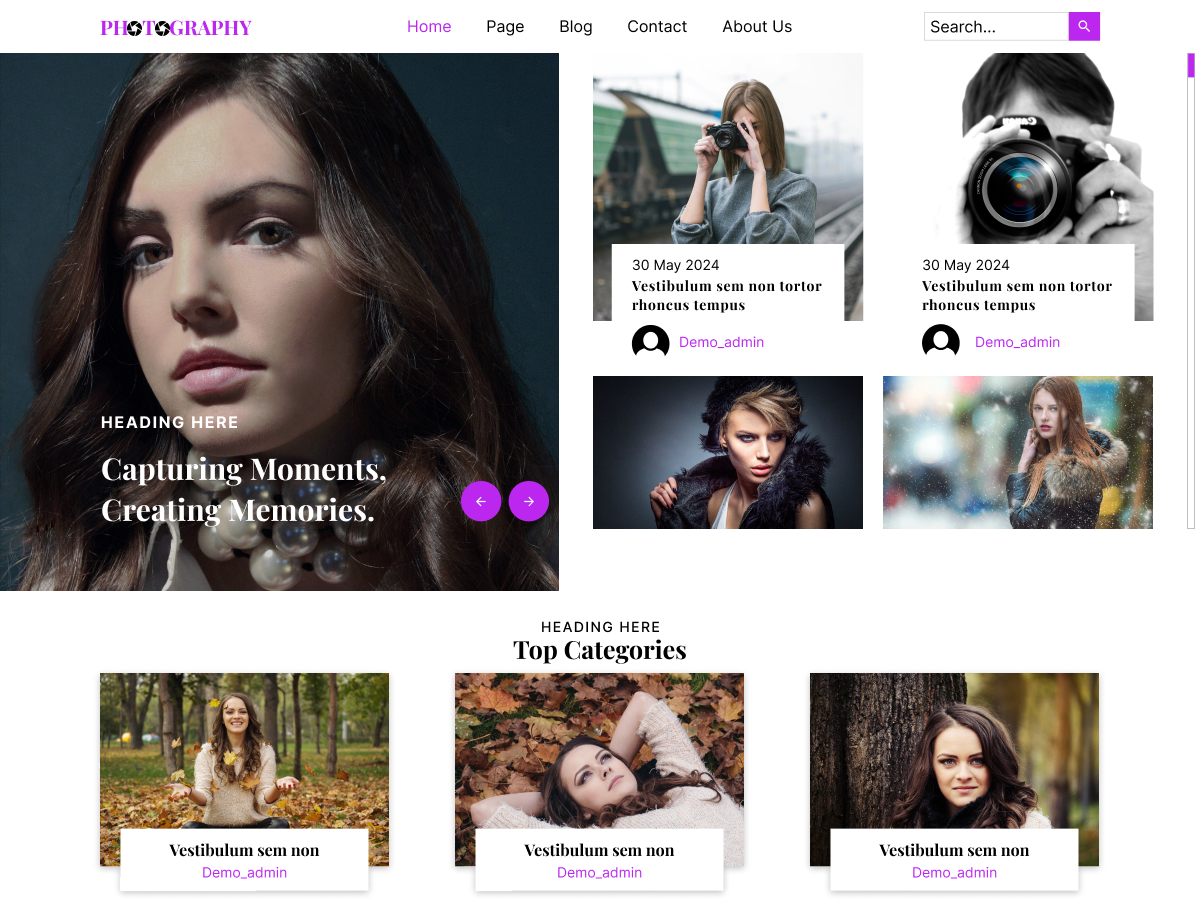 Free Photography Wordpress Theme
