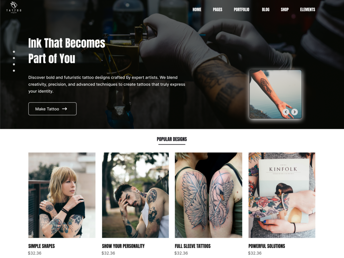 Free Tattoo WordPress Theme